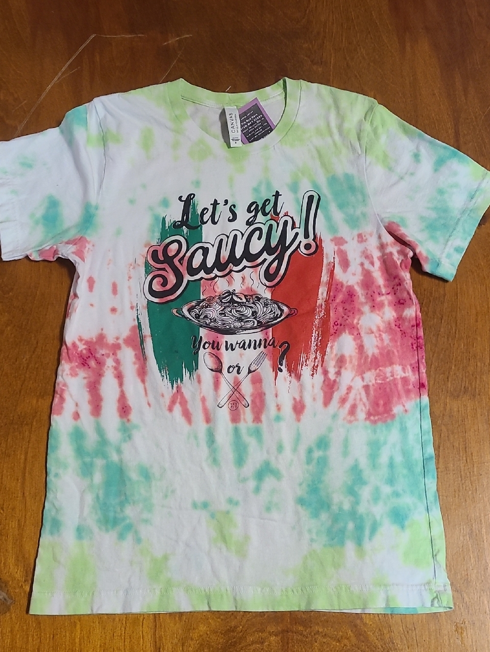 Bella Canvas DIY Tie-Dye "Let's Get Saucy!" Tee - Green, Red, Pink